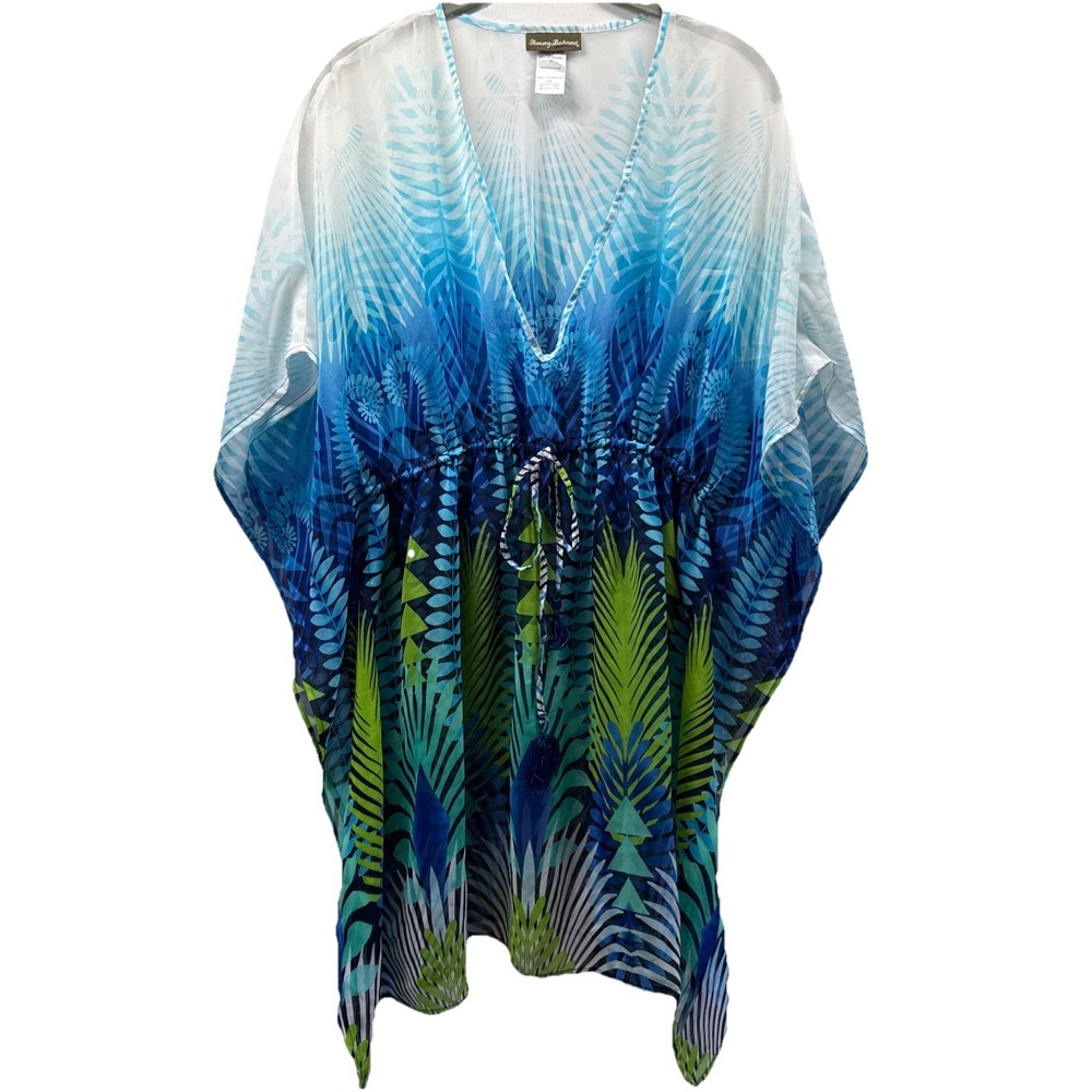 Tommy Bahama Women's Bathing Suit Cover Up Size Med Blue White Waist Tie Stretch